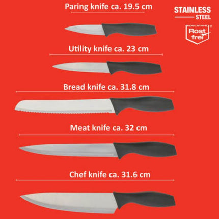 Alpina Knivsæt inkl. holder - udført i rustfri stål