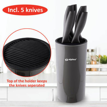 Alpina Knivsæt inkl. holder - udført i rustfri stål