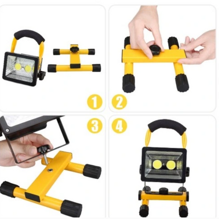 Genopladelig LED Arbejdslampe 30W med Stander og 3 Lysfunktioner – IP65