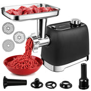 Ruhhy Elektrisk Kødhakker 2400W – Kødhakkemaskine med Reverse, 3 Hulskiver & Pølsehorn