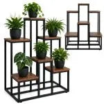 Blomsterhylla med 6 Hyllplan i Loft Design – Plantställning i Metall och Trälook