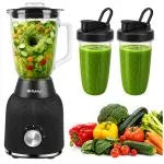 Ruhhy Blender 1200W med Glaskande – Smoothie Blender med Ice Crush & 2 To-Go Kopper