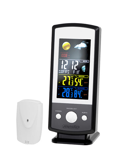 Vejrstation med farvedisplay, udendørs sensor