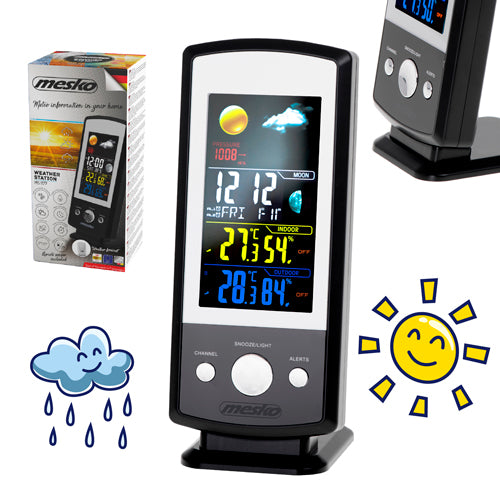 Vejrstation med farvedisplay, udendørs sensor