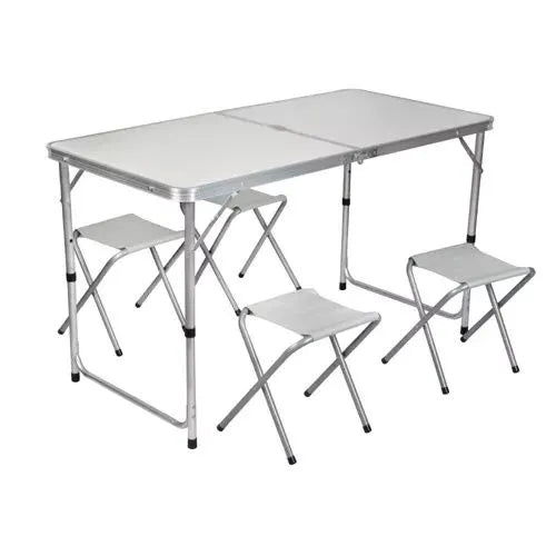 Campingset med ställbart bord och 4 stolar 