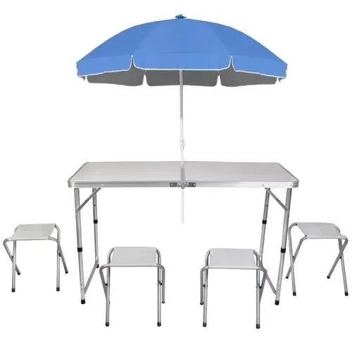 Campingset med ställbart bord och 4 stolar 