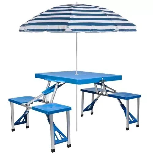 Campingset med bord och 4 stolar: Kompakt och användarvänlig