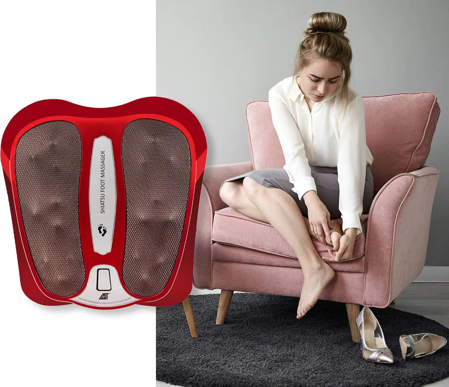 Shiatsu Fodmassageapparat med Varme – 18 Massagehoveder & Infrarød Varme