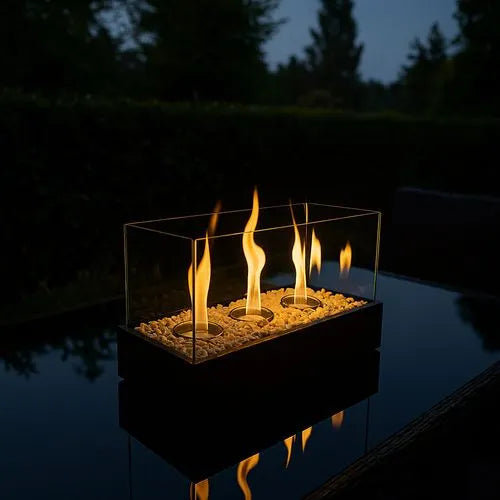 Fritstående Biopejs med 4 Glassider – Bioethanol Pejs til Hjem og Terrasse 45 cm