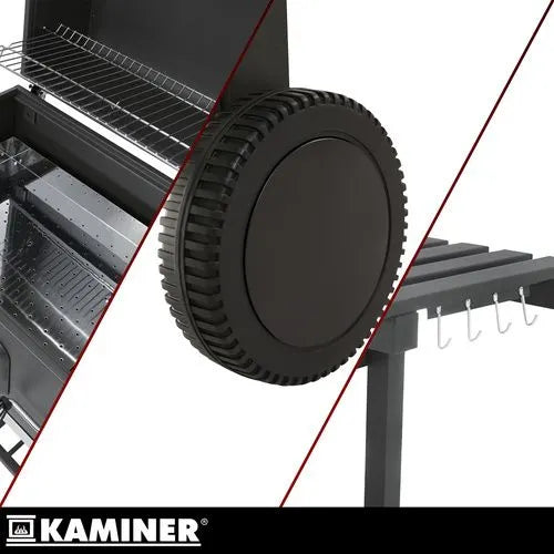 Kulgrill med Låg & Termometer – Stor Havegrill med Støbejernsrist, Askeskuffe & Tilbehør