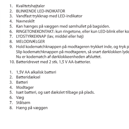 Grundig trådløs ringklokke til hjemmet inkl.  6 forskellige ringe toner