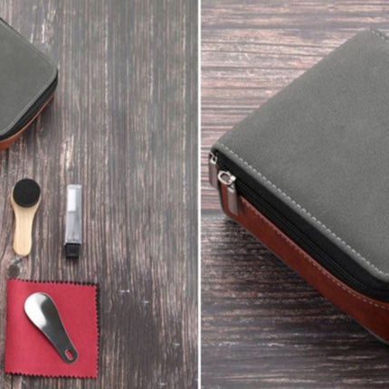 Exklusivt skoputsset med svart skokräm med väska och 7 tillbehör