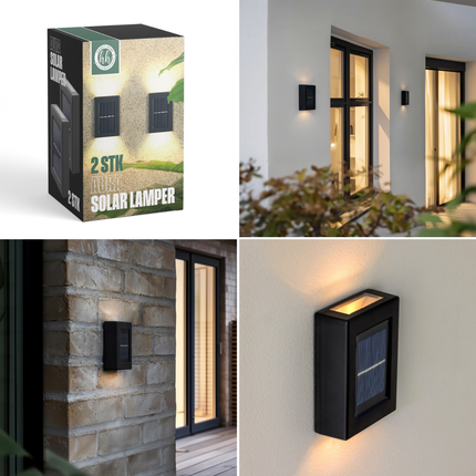 2 stk. Solcellelamper til haven – Udendørs LED Solar lamper i stilrent design