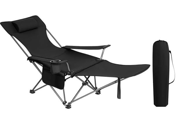 Hopfällbar campingstol med bärväska - Svart