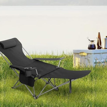 Sammenklappelig Campingstol med Bæretaske - Sort