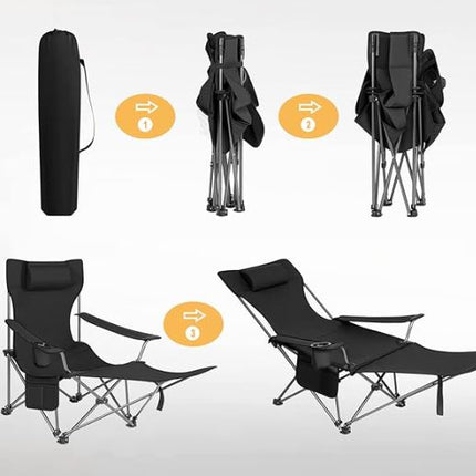 Sammenklappelig Campingstol med Bæretaske - Sort