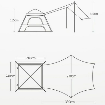 Tält med tak och dörrnät – För 3-4 personer