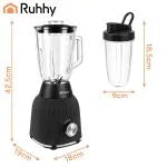 Ruhhy Blender 1200W med Glaskande – Smoothie Blender med Ice Crush & 2 To-Go Kopper