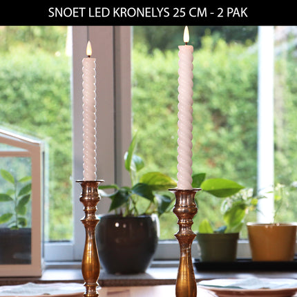LED Kronelys 25cm snoet  - 2 pak - We Do Better